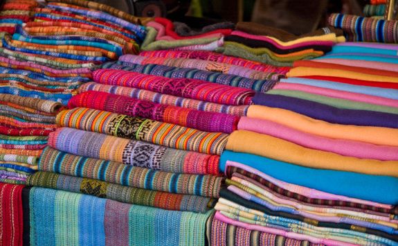 Fabrics at Pisac market