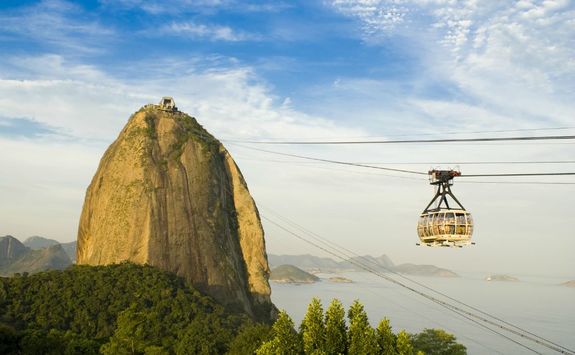 Cable car over city