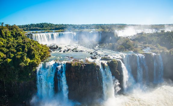 Iguazu Falls shroud in mist