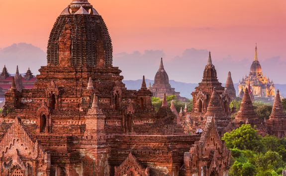 Temples at sunset