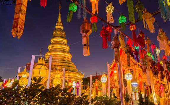 Temple Lanterns at night