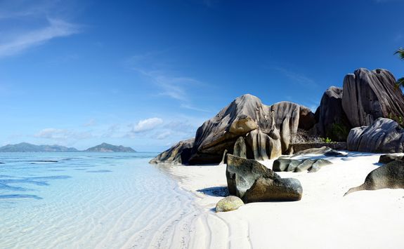 Rocks on a beach in the Seychelles