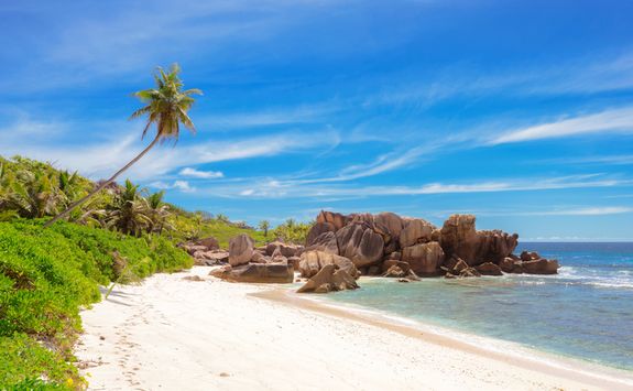 A beach on La Digue