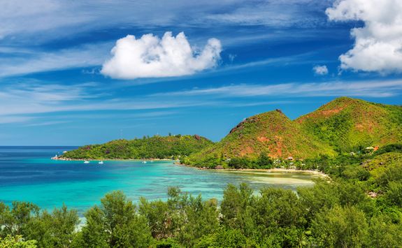 A view of a Seychelles tropical island