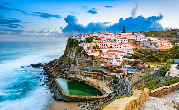 Coastline with houses on the cliff