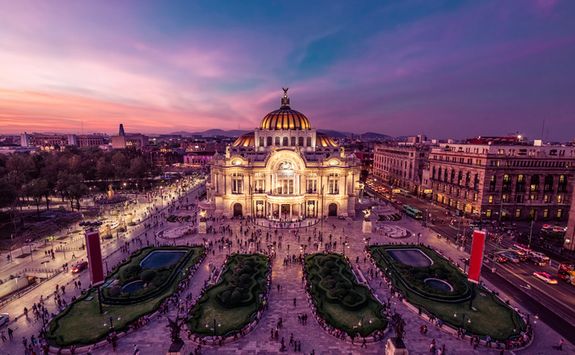 mexico city's palacio de bellas artes at night