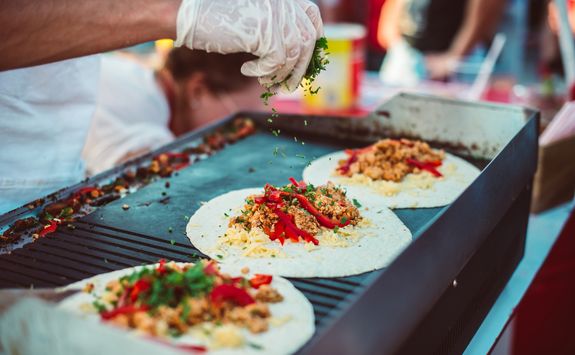 fajita making on a street food stand