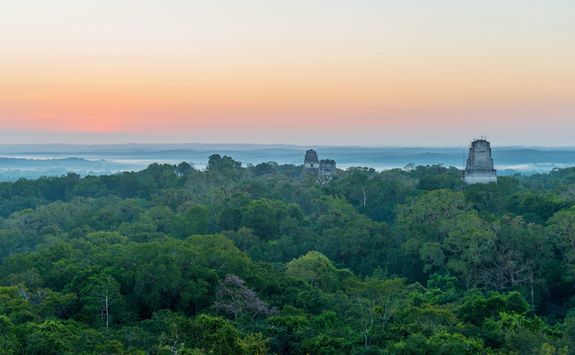 Sunset over ancient ruins