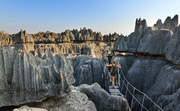 Rope bridge over tsingy