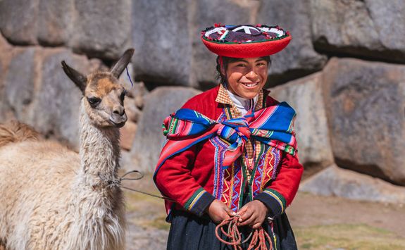 Woman with llama