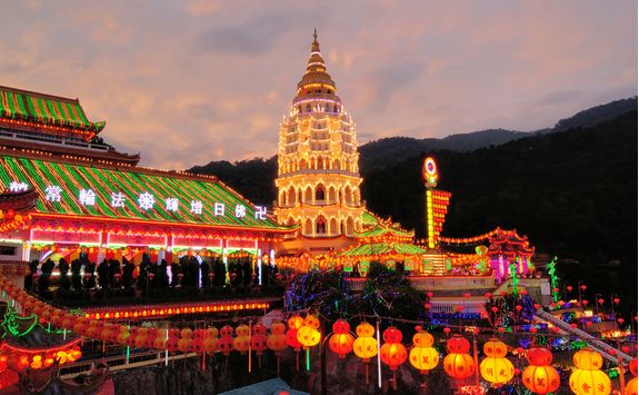 Temple covered in lights