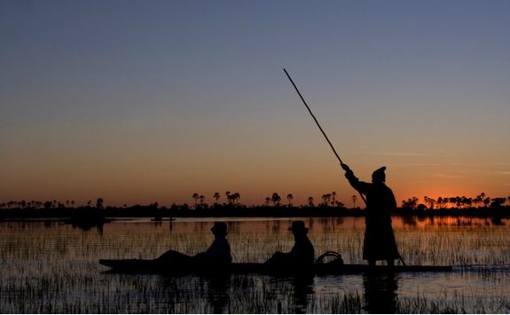 Mokoro Canoe at Sunset