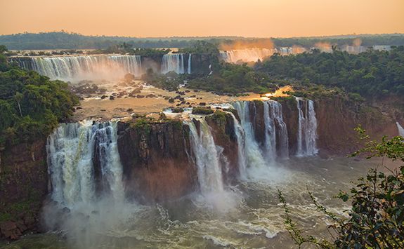 iguazu falls at sunset