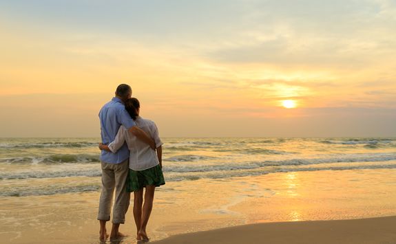 Romantic beach walk
