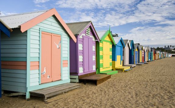 Colourful beach huts