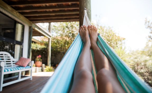 Relaxing in a hammock