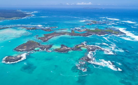 An aerial view of the Galapagos Islands