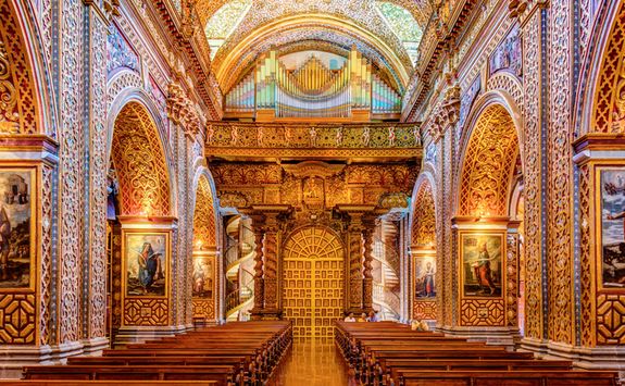 Inside a cathedral