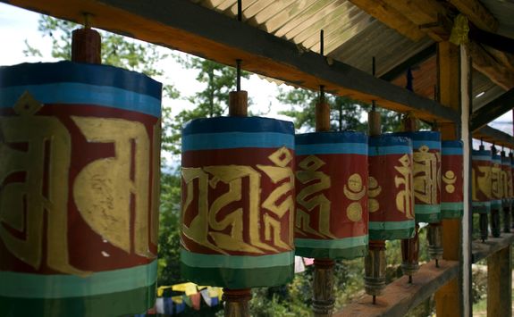 Prayer wheels at Takshang Goemba