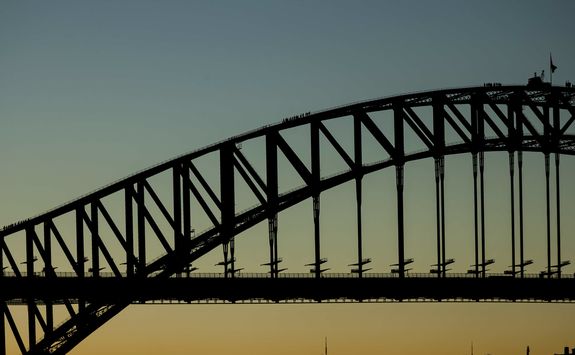 Sydney harbour bridge at sunset