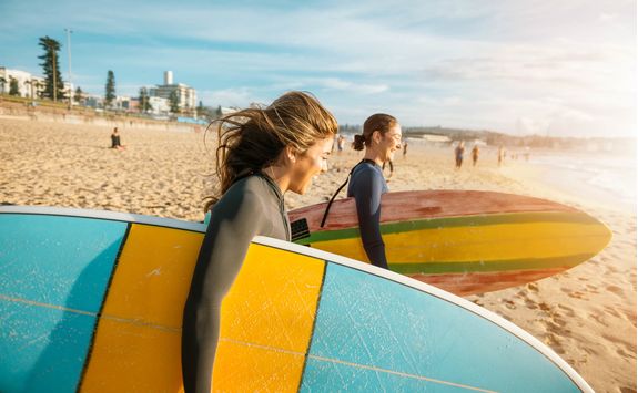 Surfers on a Beach