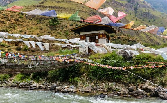 Prayer Flags on an Iron Bridge