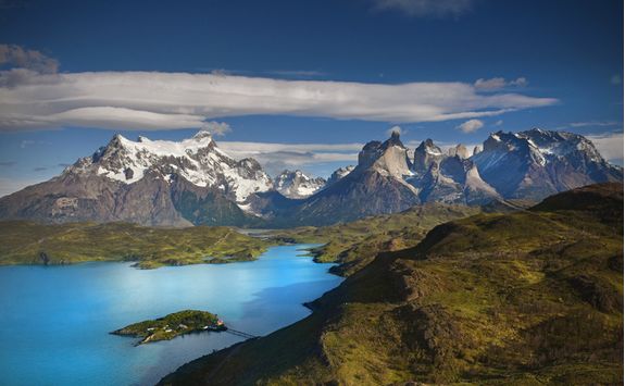 Aerial View of Mountain and Lake