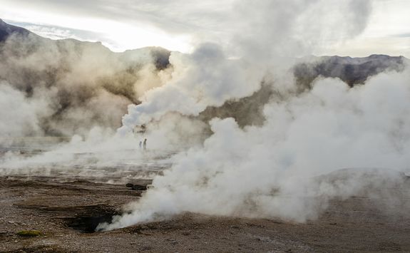 Sunrise at El Tatio geyser
