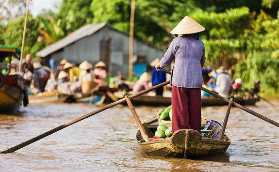 Lady selling fruit in the Mekong Delta