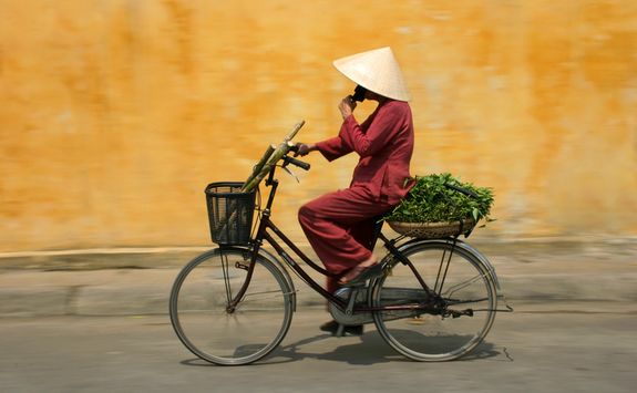 vietnamese woman cycling