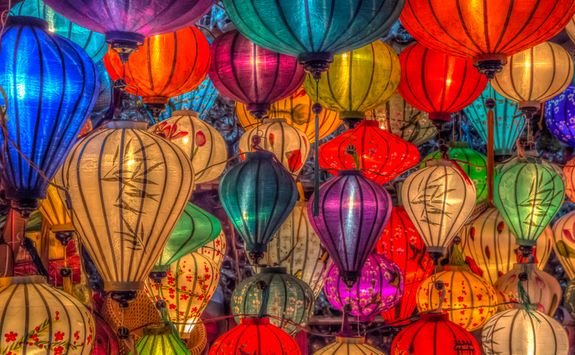 Lanterns at night