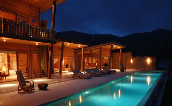 Villa at night at Six Senses Con Dao