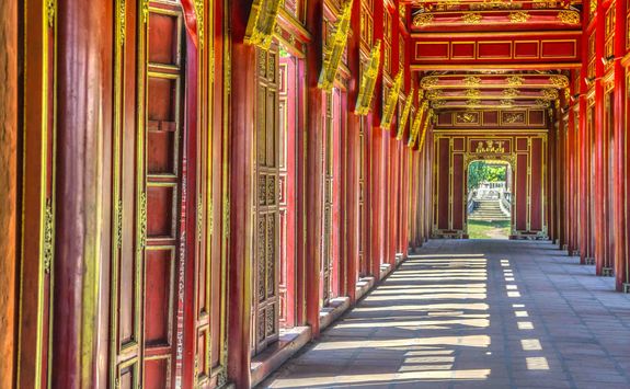 Red doors of Hue Imperial City