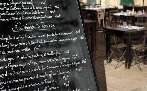 Chalk board menu