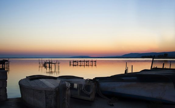 Sunset over the water