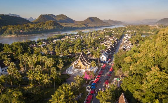 aerial view over luang probang