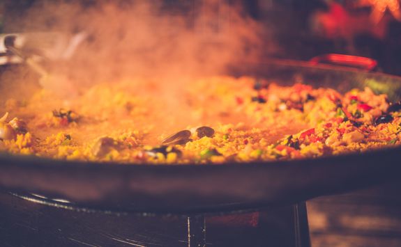 Spanish paella cooking
