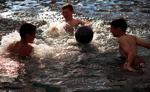 children swimming