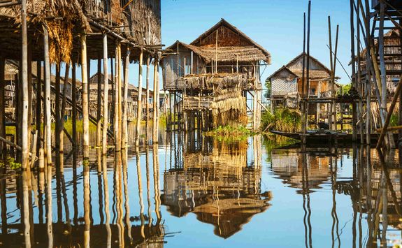 Wooden stilt houses on Lake Inle