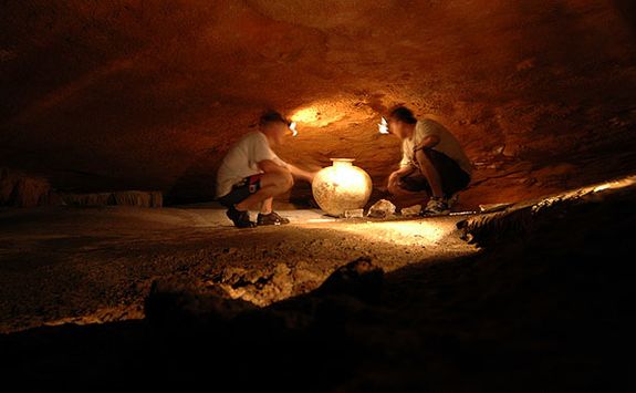 caving