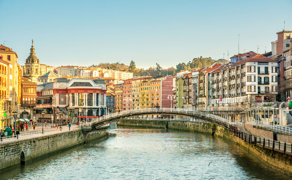 Riverbank and bridge in Bilbao