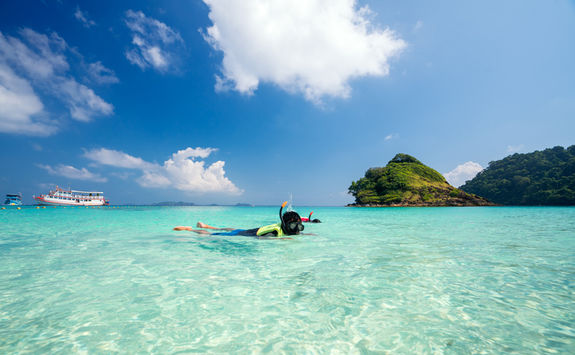 man swiming in the water
