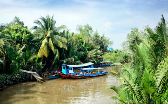 Wooden boats in Mekong