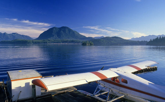 Float plane docked in Tofino