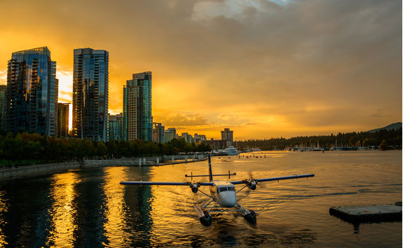 Float plane docked in Vancouver