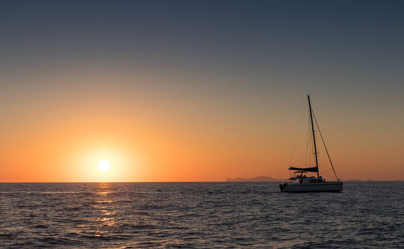 Catamaran out at sea
