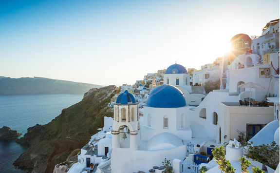 Sun setting over Santorini