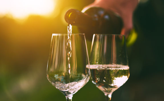 Pouring white wine