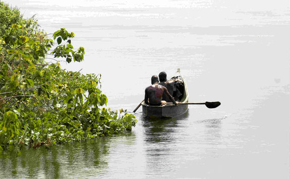 Locals fishing in Uganda