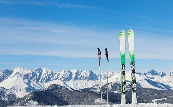 Skiing background in Megeve